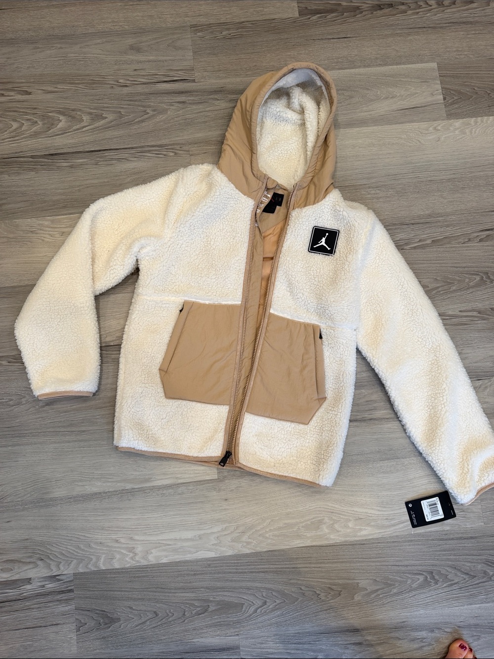 Jordan Kids Cream & Tan Sherpa Hoodie Jacket
